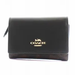 コーチ COACH マイクロ ウォレット シグネチャー キャンバス 財布 三つ折り 小銭入れ 茶 ブラウン 黒 ブラック CW804 /AN8