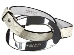 美品　コーチ　COACH　ダブル ブレスレット　チョーカー　レザー　シルバーカラー×ホワイト　送料無料