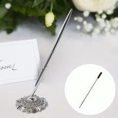 WAN　1　dream デザインペン＆ペンスタンド替え芯 付属 デスクペン 受付ペン スタンド付 ヨーロピアンスタイル ウエディング(シルバー)