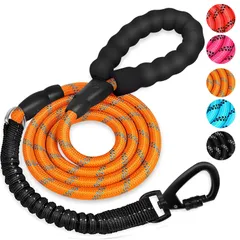 新品 DANOFY 犬 リード ロングリード 犬用リード 1.2m - 丸ロープ 小型犬 中型犬 大型犬用リード 反射 軽量 丈夫 持ちやすい スポンジハンドル 伸縮リード付き 犬用散歩ひも しつけ 訓練 オレンジ 太さ8mm