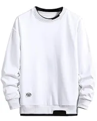 XL_R0007-ホワイト [FJLTDCP パーカー メンズ 秋服 長袖 プルオーバー tシャツ メンズ ゆったり シルエット トレーナー トップス 丸襟 柔らかい カジュアル おしゃれ 大きい サイズ 春秋冬服 white-XL