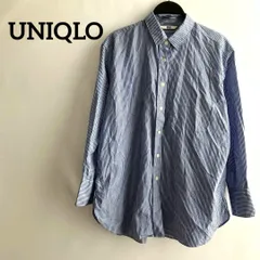 UNIQLOユニクロ長袖M青ブルーシンプルシャツ総柄襟おしゃれ