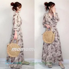 ワンピース レディース ワンピース キレイめ 膝丈ワンピース 長袖 通勤 Vネックワンピース 着痩せ 花柄 ロング丈ワンピ オシャレ シフォンワンピ ant4y512979