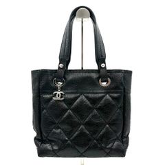 【美品】CHANEL　シャネル　パリビアリッツ　コーティング　キャンバス　トートバッグ　ココマーク　ブラック　黒