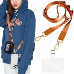 【新品】 [Ganve] スマホストラップ 斜めがけ 首掛け 肩掛け 全機種対応 携帯ストラップ 太め 長い 140cm 幅 2cm ナイロン ショルダーベルト 単品 丈夫な サコッシュ用紐 長さ調節可能 スマホショルダー 軽量 ショルダーストラップ バッ 0