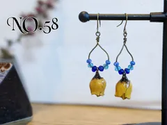 てくてく NO.58 ミニバラと手作りしずくデザインのピアス