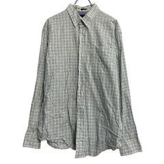 TOMMY HILFIGER 長袖 チェックシャツ XL ホワイト ブルー トミーフィルフィガー ボタンダウン ビッグサイズ 古着卸 アメリカ仕入 a611-6701