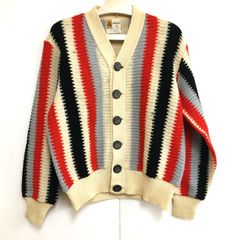 最終価格 TOWNCRAFT タウンクラフト PENNEY'S ぺニーズ ニット カーディガン Mサイズ ベージュ系 マルチカラー ウール100% 古着 24k菊DO