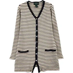 古着 ラルフローレン Ralph Lauren LAUREN ローレン ボーダー柄 リブ編み コットンニットカーディガン レディースS相当/eaa589271