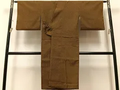 平和屋着物＃道中着　お召地　杢目文様　ロング丈　正絹　逸品　CAAV5888id