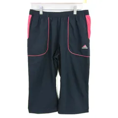 アディダス クロップドパンツ ボトムス ジャージ UVケア スポーツウエア レディース Lサイズ 紺×ピンク adidas 【中古】