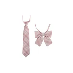 [FASELE] ネクタイ リボンタイ 2点セット スクールリボン キャンパス コスパ最高 制服 リボン ボウタイ 蝶ネクタイ 蝶結び 調節可能 チェック柄 学生服 小物 DK JK 女子 中学生 高校生 多色