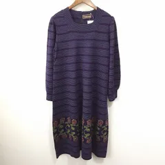 wnc サイトウトヨコ 斉藤都世子 ワンピース 紫 マルチ ニット ラメ 花