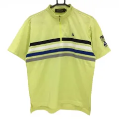 ★特価★ルコック 半袖ハイネックシャツ イエロー 胸ライン ハーフジップ メンズ M ゴルフウェア le coq sportif