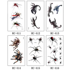 タトゥーシール メンズ レディース シンプル 男性 女性 防水 長持ち かっこいい 可愛い 転写 取れにくい セクシー 3D 影 立体 昆虫 蜘蛛 サソリ カラフル ボディーシール ボディペイント ボディステッカー 仮装コスプレ ハロウィン夏 おしゃれ★4