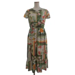 グレースコンチネンタル GRACE CONTINENTAL 美品 ワンピース ロング Vネック フレンチスリーブ 花柄 マルチカラー 36