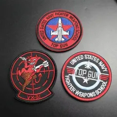 3枚セット　TOP GUN トップガン　人気3点　ワッペン　刺繍　空軍　パッチ