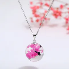 ハンドメイド　レジンシリーズ　青空白雲月光ネックレス 夜光の森樹脂ペンダント　アクセサリー　ネックレス