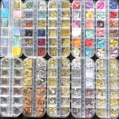 ネイルパーツ 大容量タイプ ネイルアート シェル 金属パーツ ワイヤー 箔 オーロラフィルム さざれ石 宇宙 夏 オーロラフィルム 金属粒(タイプC(10種類))