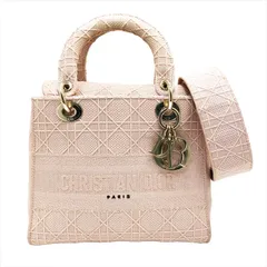 Christian Dior クリスチャンディオール Lady D-Lite レディ ディ ライト カナージュ エンブロイダリー ミディアム 2way ショルダーバッグ ハンドバッグ ピンク M0565OREY_M957