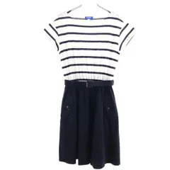 ブルーレーベルクレストブリッジ 半袖 ドッキング ボーダー柄 ワンピース 36 紺×白 BLUE LABEL CRESTBRIDGE レディース 【中古】  【230701】