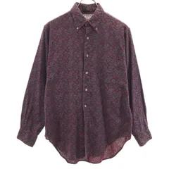 McGregor マクレガー 60s ヴィンテージ USA製 ペイズリー柄 長袖 ボタンダウンシャツ M バーガンディ メンズ 古着