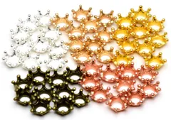 【在庫処分】ハンドメイド 各10個 パーツ 5色 メタル レジン枠 14mm チャーム クラウン ミルク starPG