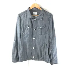 ニコルクラブフォーメン NICOLE CLUB FOR MEN シャツ 長袖 ヘリンボーン 麻 ポケット ボタン ネイビー系 46サイズ 944115