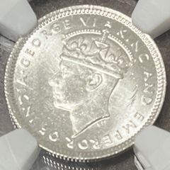 1941年　イギリス領　マラヤ　ジョージ6世　10セント銀貨