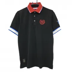 【美品】フィラゴルフ 半袖ポロシャツ 黒×レッド ロゴ刺しゅう  メンズ LL ゴルフウェア FILA GOLF