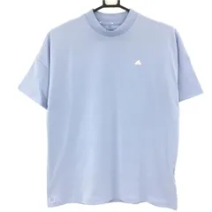 ★特価★【美品】アディダス 半袖ハイネックシャツ ライトブルー ネックニット ロゴピンク　 レディース L ゴルフウェア 2022年モデル adidas