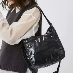 レスポートサック　ショルダーバッグ  2way トートバッグ　エナメル　ブラック　光沢