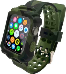 unifiss アップルウォッチ バンド 化粧箱付き コンパチブル 一体型 TPU素材 全面保護ケース( カモフラージュグリーン,  42/44mm)