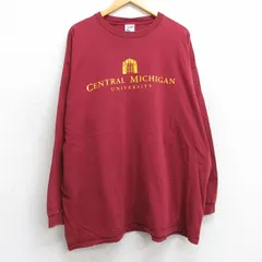 XL/古着 STEVE&BARRYS 長袖 ビンテージ Tシャツ メンズ 00s セントラルミシガン 大学 大きいサイズ コットン クルーネック えんじ 25may02 のサムネイル