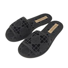 Christian Dior ルーム サンダル 布 ブラック サイズ表記 35
