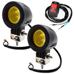 【数量限定】Meliore 汎用 LED 小型 スポット ライト 2個 セット 12V 24V バイク 10W ON OFFスイッチ 付き CREE 丸型 ヘッドライト フォグランプ ワークライト 作業灯 防水 イエロー 黄