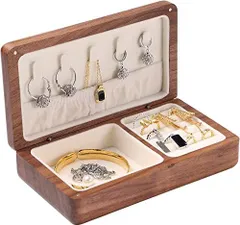 Small ジュエリーボックス ウォールナット 木製 アクセサリーケース 多機能 アクセサリー収納 防湿防水で ジュエリーケース カビ防止 ジュエリー収納 16.8cm * 9.8cm *4.8cm (S)