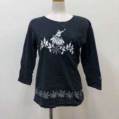 フラダンス　ダンス衣装　トップス　cocoemily　Tシャツ　七分袖　黒