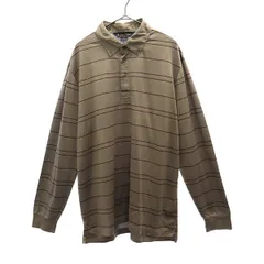 ブルックスブラザーズ ボーダー柄 長袖ボタンダウン ポロシャツ M グレー×パープル Brooks Brothers メンズ 【中古】  【221120】 メール便可 【PD】