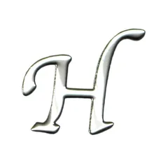 アルファベットイニシャル ネイル メタルパーツ！H/シルバー・人気の書体7mmx8mm 10枚　極薄メタルプレート