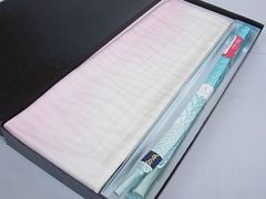 平和屋1■和装小物　上質な帯揚げ・帯締めセット　霞文　暈し染め　大和組　逸品　未使用　3s500196