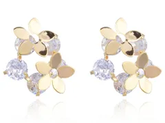 ピアス レディース CZ ゴールドフラワー サークル ジュエリー アクセサリー シンプル カジュアル 大人 ワンポイント 女性用