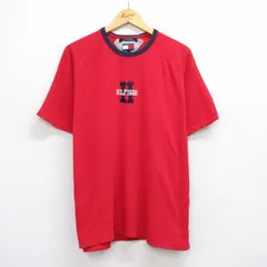 XL/古着 トミーヒルフィガー トミージーンズ 半袖 ブランド Tシャツ メンズ 90s ビッグロゴ ラグラン 大きいサイズ コットン クルーネック 