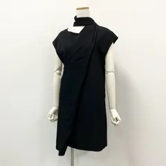 39d28 LIMI few リミフゥ 変形ワンピース 半袖ワンピース ブラック ウール100％ レディース 日本製 ヨウジヤマモトのサムネイル