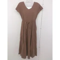 ◇ ◎ natural couture NICE CLAUP ウエスト紐付き フレンチスリーブ ロング ワンピース サイズF ブラウン系 レディース  【中古】 【1109290015240】