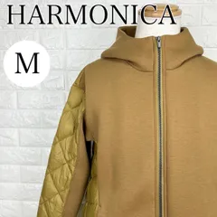 ハーモニカ HARMONICA メンズ Mサイズ フーディー付き ジャケット ブラウン キルティング  【A2636-20】