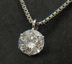 一粒ダイヤモンド ネックレス D0.354ct Fカラー I-1 VG ～45cm プラチナ PT スライド式 フリーチェーン ジュエリー 鑑別書付き【中古】
