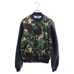 OFF-WHITE (オフホワイト) 17AW THEENDロゴ レザー切替カモフラ柄スタジアムジャケット スタジャンOMEA052S17 グリーンカモのサムネイル