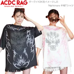 ACDC RAG エーシーディーシーラグ Nightmare Tシャツ ナイトメア 半袖 原宿 原宿系 ファッション パンク ロック ダーク グランジ 病み 派手カワ Y2K pe-005-001
