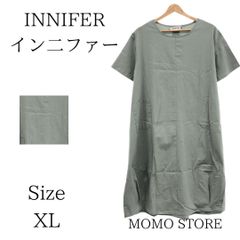 INNIFER イン二ファー ワンピース 半袖 ひざ丈 ナチュラル 大きいサイズ レディース グレー XL